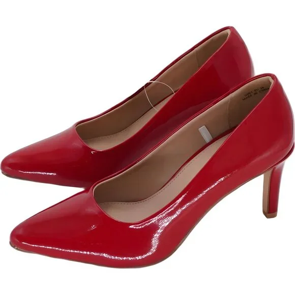 Dobolin Red Patent Pointed-Toe Pumps Heels Women US 7.5M EU 38 - Picture 2 of 6